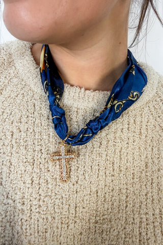 Cross Pendant Scarf Necklace