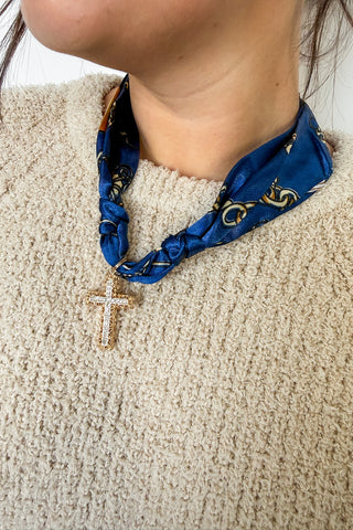 Cross Pendant Scarf Necklace
