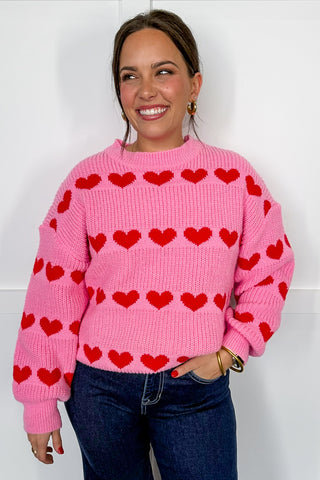 Sweetheart Stroll Sweater in Pink