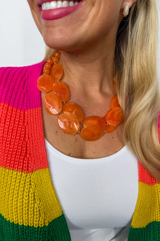 Double The Applause Necklace In Orange