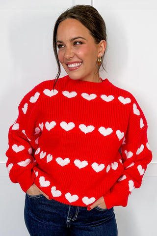 Sweetheart Stroll Sweater in Red