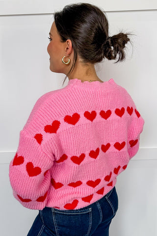 Sweetheart Stroll Sweater in Pink