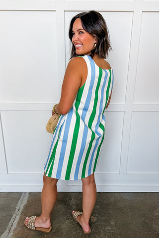 Green Apple Breeze Stripe Dress