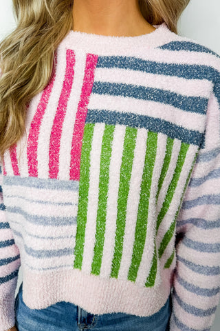 Color Block Stripe Patchwork Sweater
