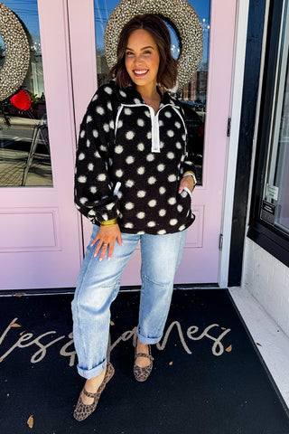 Polka Dot Sherpa in Black