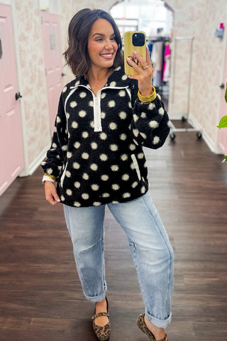 Polka Dot Sherpa in Black
