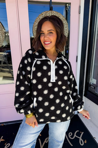Polka Dot Sherpa in Black