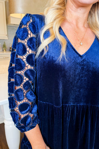 Hot Pink Deal - Midnight Velvet V-Neck Dress