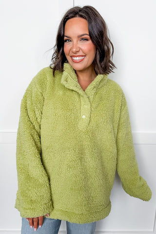 Hot Pink Deal - Teddy Bear Fleece Pullover in Sage