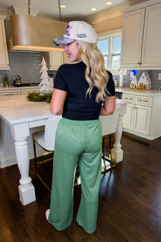 Hot Pink Deal - Everyday Comfort Wide Leg Pants in Green