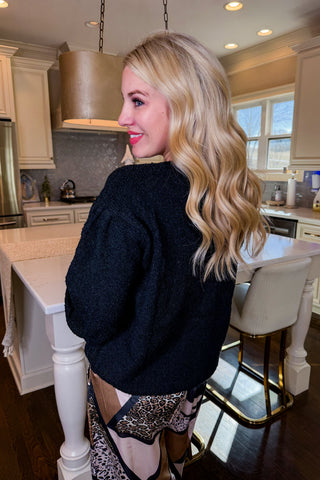 Hot Pink Deal - Prep School Cable Sweater in Black