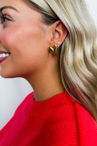 Just Because Gold Heart Stud Earrings