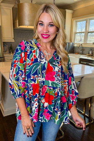 Hot Pink Deal - Garden Peplum Blouse