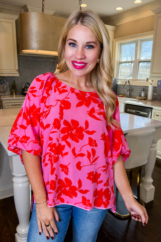 Hot Pink Deal - Bloom Breeze Blouse in Rose