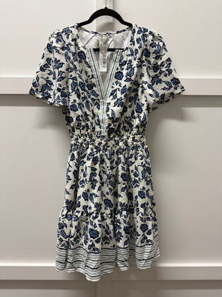 The Tracey Mini Dress in Ivy Script Navy by Mary Square