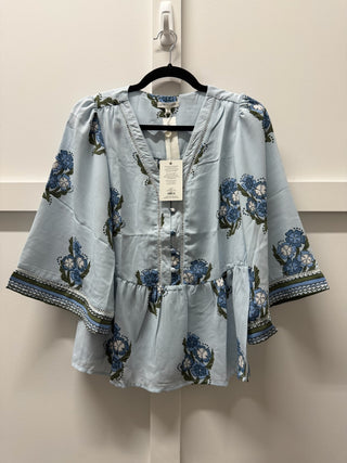 The Monroe Top in Fable Floral Blue by Mary Square