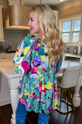 Hot Pink Deal - Emerald Mix Blouse