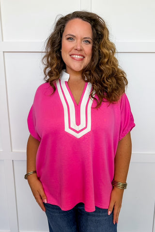 **PLUS ONLY** The Sarah Top in Pink