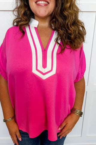 **PLUS ONLY** The Sarah Top in Pink