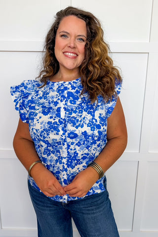 Carli Floral Button Down Ruffle Top