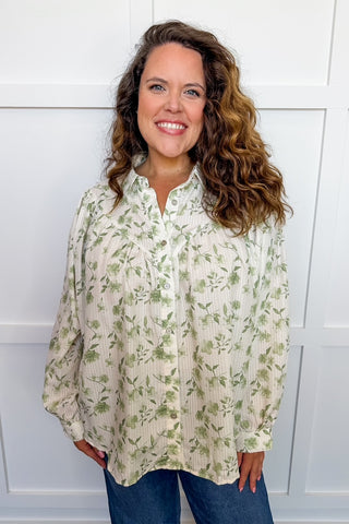 Heirloom Ivy Button Front Blouse