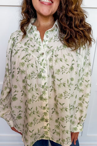 Heirloom Ivy Button Front Blouse