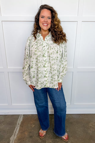 Heirloom Ivy Button Front Blouse