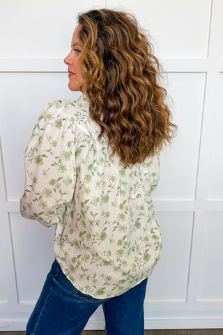 Heirloom Ivy Button Front Blouse