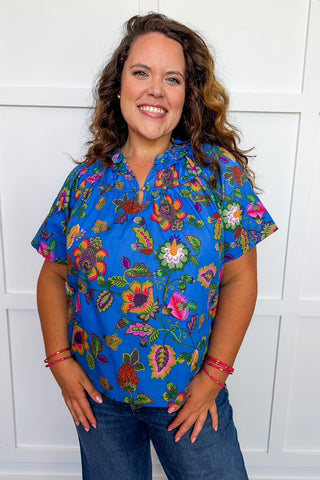 The Annabelle Blue Multi Floral Top