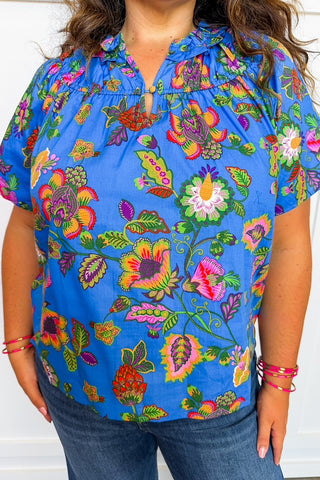 The Annabelle Blue Multi Floral Top