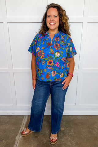 The Annabelle Blue Multi Floral Top