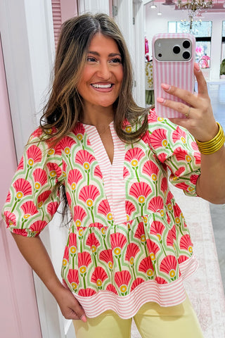 Spring Fling Floral Pink Top