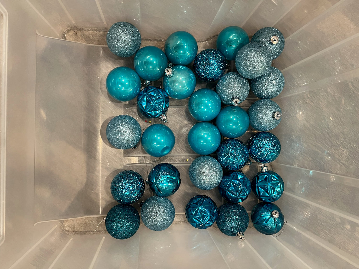 Assorted Teal Christmas Ornaments