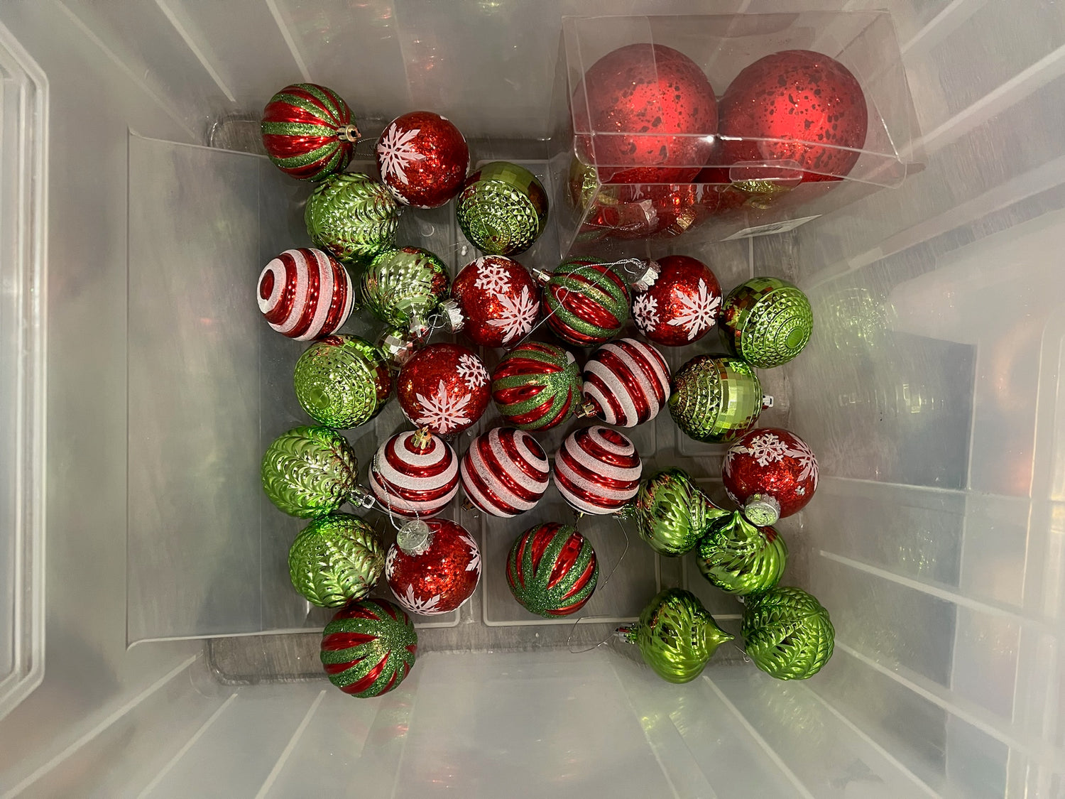 Assorted Red & Green Christmas Ornaments