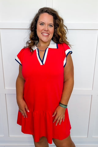 The Carissa Dress in Red/White by Mary Square