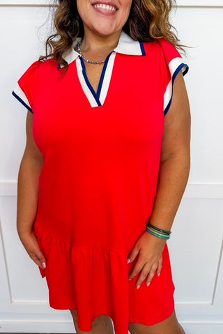 The Carissa Dress in Red/White by Mary Square