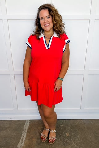 The Carissa Dress in Red/White by Mary Square