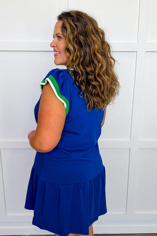 The Carissa Dress in Navy/Green by Mary Square