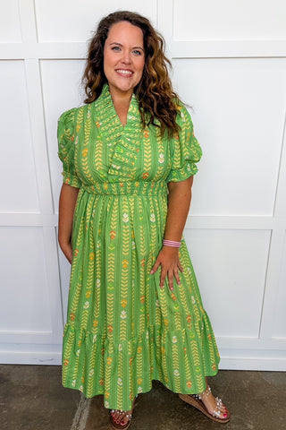 The Juliette Maxi Dress in Sage Chevron Floral