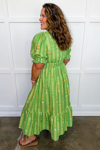 The Juliette Maxi Dress in Sage Chevron Floral