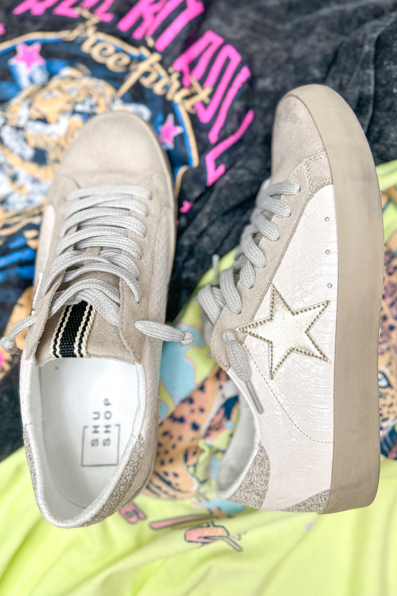 The Paula Silver Glitter Heel Neutral ShuShop Sneakers
