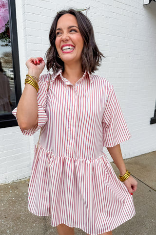 Just Peachy Striped Dress