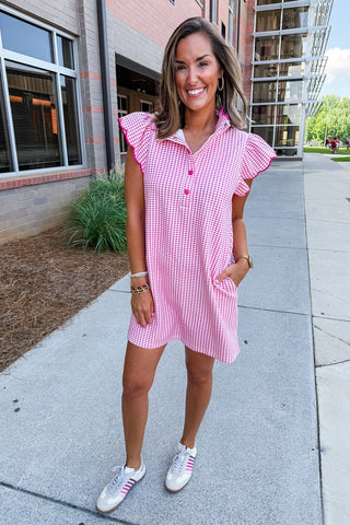 Sweet Intentions Gingham Dress in Pink