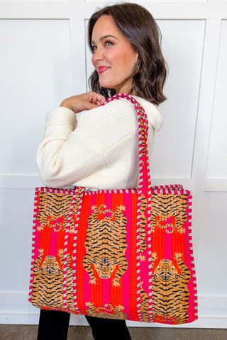 Hot Pink Deal - Red & Orange Tiger Getaway Tote