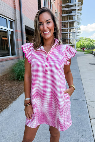 Sweet Intentions Gingham Dress in Pink