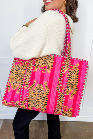 Hot Pink Deal - Pink & Magenta Tiger Getaway Tote