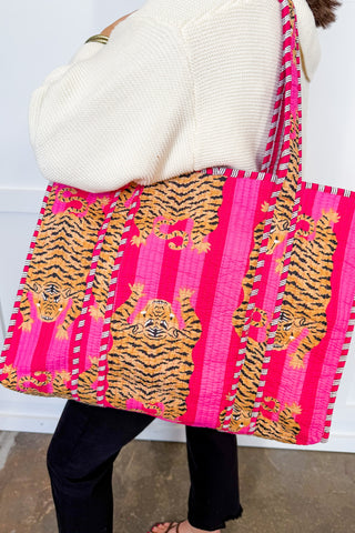 Hot Pink Deal - Pink & Magenta Tiger Getaway Tote