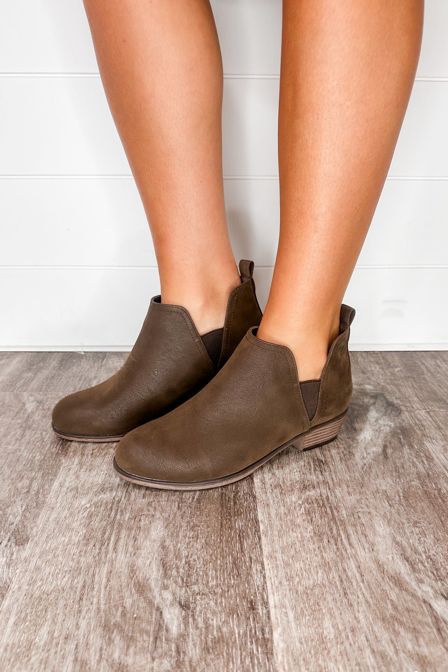 Suede Casual Bootie in Coffee