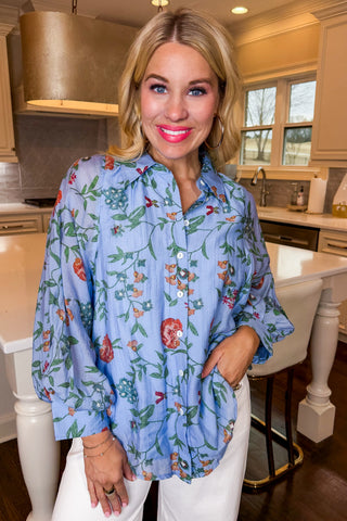Southern Garden Button Down Blouse