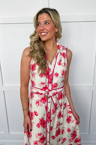 Bloom With Me Belted Midi Dress
